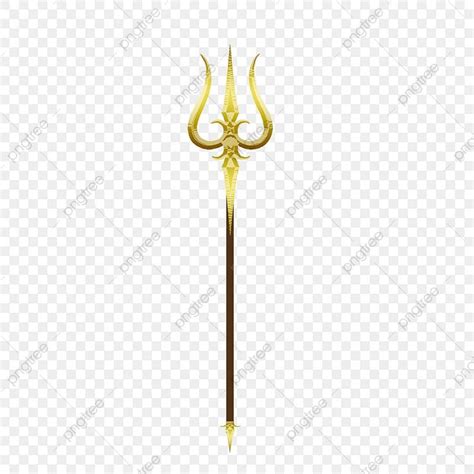 Golden Trishul Trident Graphic Png Design With Transparent Background