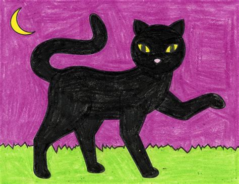 Sketch the front chest and legs like so, then draw the back arch. How to Draw a Black Cat · Art Projects for Kids