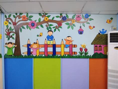Wall Mural Preschool Wall Painting Thermocol Art School Wall Art