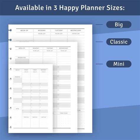 The Printable Planner Is Shown On Top Of A Blue Background With Text