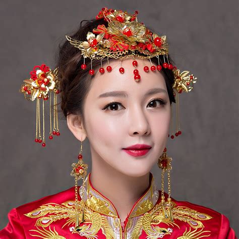 Vintage Chinese Traditional Wedding Bride Costume Hairwear Long Tassel