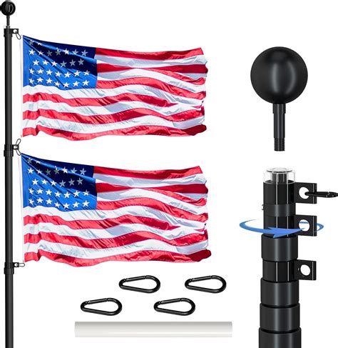 Buy Iiope Flag Pole For Outside In Ground 25ft Telescoping Black