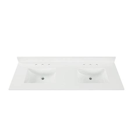 home decorators collection 61 in w x 22 in d x 0 75 in h quartz vanity top in snow white with