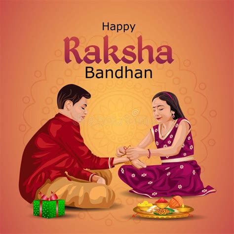Indian Brother And Sister Festival Happy Raksha Bandhan Concept Rakhi Celebration In India
