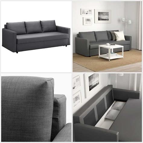 Ikea Friheten Three Seat Sofa Bed Skiftebo Dark Grey Idiya
