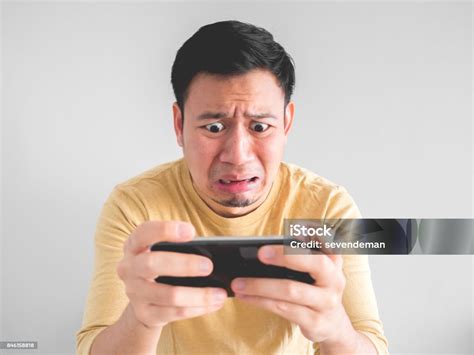 Crying Man Lose The Mobile Game Stock Photo Download Image Now