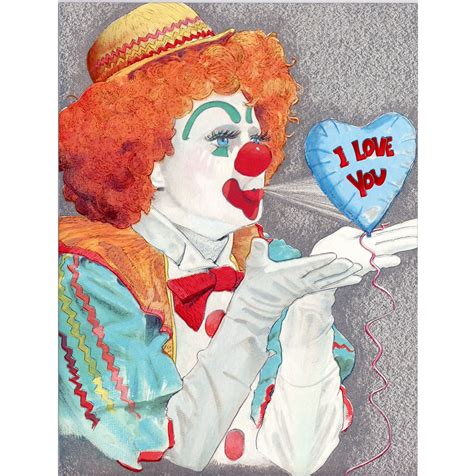 6014 clown w balloon i love you foil engraved cards