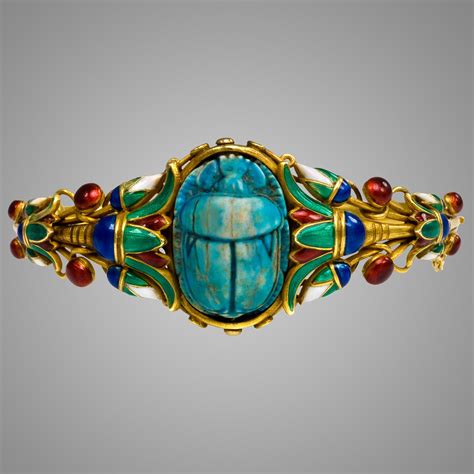 An Egyptian Revival Style Gold And Enamel Scarab Bracelet 1880