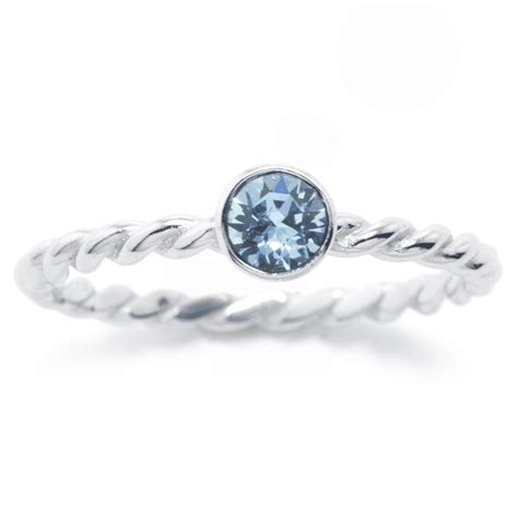 Marisol And Poppy Light Aqua Crystal Promise Ring In Sterling Silver For