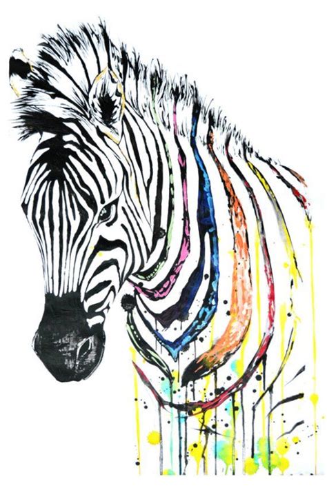 Zebra Head Animal Art Abstract Art Colorful Artwork Print Etsy