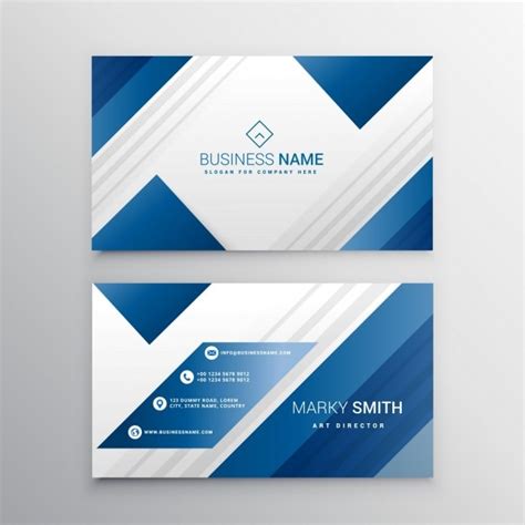Free Vector Geometric Business Card With Blue Shapes