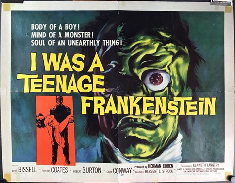 I Was A Teenage Frankenstein Original Vintage Horrorsci Fi Half Sheet