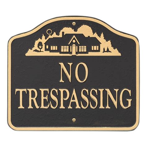 No Trespassing Sign Cast Aluminum Wall Or Lawn Mounting 14131 The