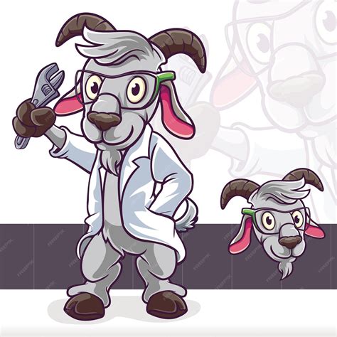 Premium Vector Goat Sheep Standing Scientist Mascot Cartoon Characters