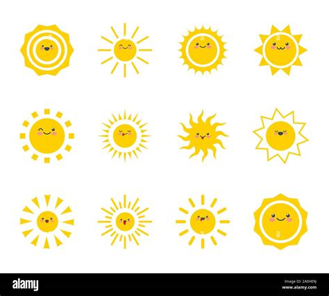 Happy Funny Smiley Sun Cute Sunshine Kids Face Summer Cartoon Smile
