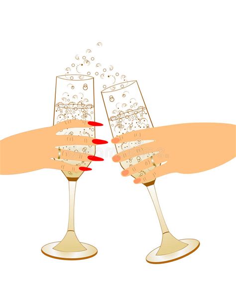 Male And Female Hand Holding Champagne Glasses Stock Vector Illustration Of Alcohol