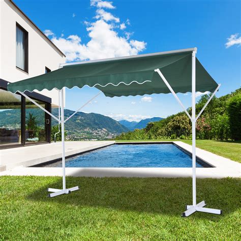 Outsunny 3 X 3m Freestanding Garden 2 Side Awning Outdoor Patio Sun