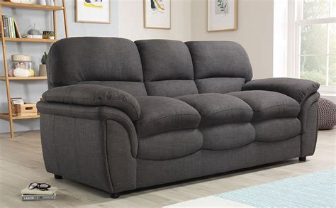 Rochester Slate Grey Fabric 3 Seater Sofa Furniture Choice