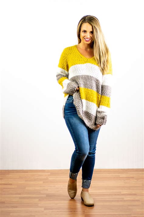 Cozy And Comfy Sweater For The Fall Season Oversized Striped Sweater