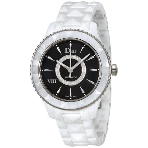 Dior Viii Black Dial Diamond White Ceramic Ladies Watch Cd1245e3c005