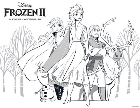 Frozen 2 Free Coloring Pages With Elsa Anna Olaf Kristoff Bruni And