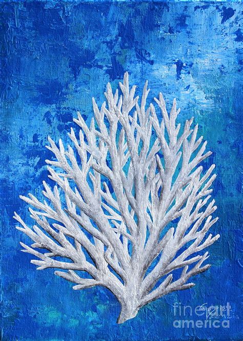 Pinkpop festival watercolor painting texture, sky blue watercolor graffiti, abstract illustratrion, purple, blue, watercolor leaves png. White Coral In Blue Painting by Gabriela Valencia