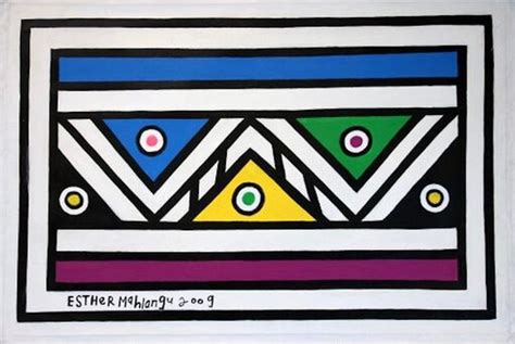 Esther Mahlangu Untitled Abstract Geometric South African Ndebele
