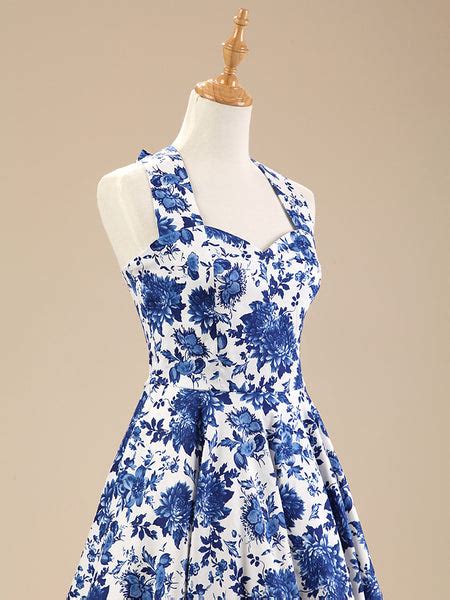 Blue And White Floral Vintage Dress Lily And Co