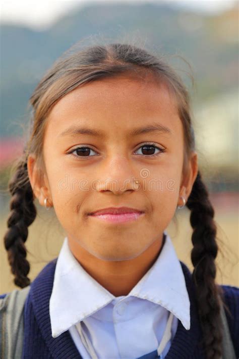 Pokhara Nepal 8 Gennaio 2015 Ritratto Di Una Ragazza Della Scuola