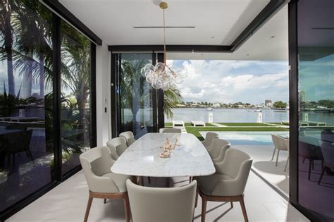 Contemporary Waterfront Elegance Contemporary Dining Room Miami