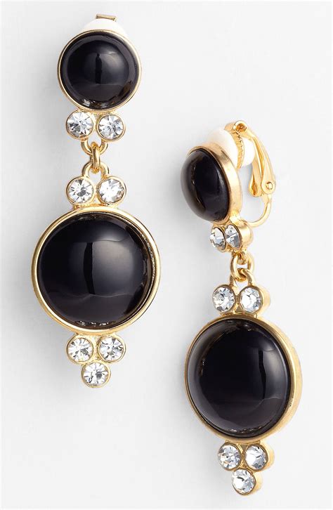 Anne Klein Turan Drop Clip Earrings In Black Jet Gold Lyst