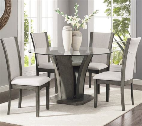 Solid wood sideboards and buffets. Kangas 5-Piece Glass Top Dining Set | Glass dining room ...