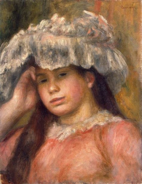 Young Girl In A Hat Pierre Auguste Renoir En Reproduction Imprimée Ou