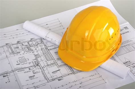 A Photo Of Home Plans With Construction Stock Image