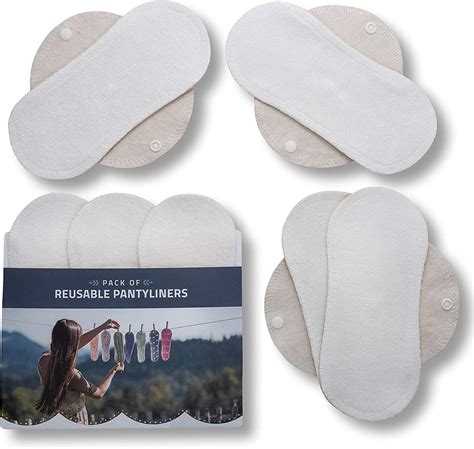Reusable Panty Liners 7 Pack Washable Organic Cotton Cloth Pantyliners With Wings Eco Sanitary
