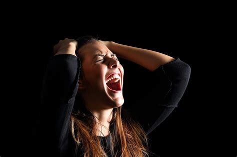 Depressed Woman Crying And Shouting Desperate In Black Ictandhealth