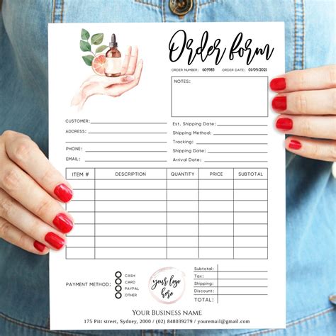 Essential Oils Order Form Template Cosmetics Beauty Editable Etsy