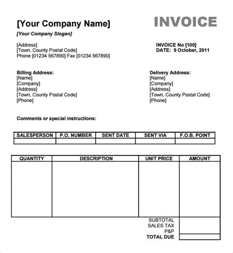 Billing Invoice Templates 18 Free Printable Xlsx And Docs Formats