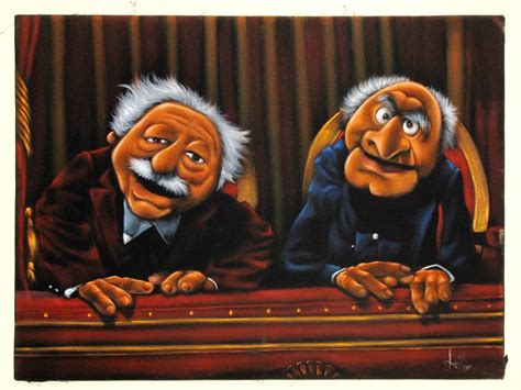 Statler And Waldorf Muppet Show Original Oil Painting On Black Velve