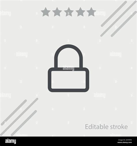 Locked Rectangular Outlined Security Padlock Vector Icon Modern Simple