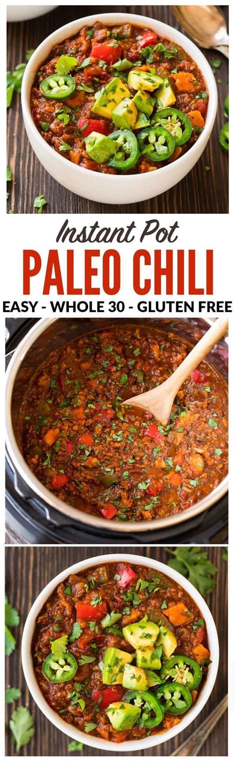 Whole30 meals are popular right now. The BEST Paleo Chili, made quick and easy in the Instant Pot! With ground beef or turkey, sweet ...