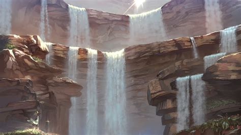 Waterfalls Digital Wallpaper Water Waterfall Rock Artwork Hd