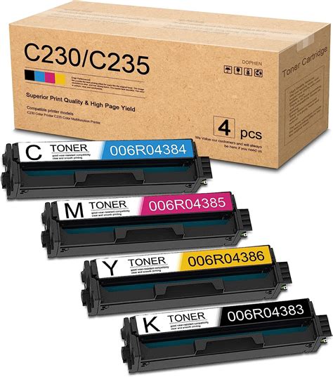 C230c235 Toner Cartridges 4 Pack 1bk1c1m1y 006r04383 006r04384 006r04385
