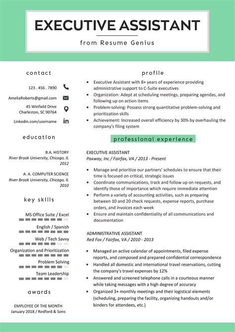 Executive Assistant Resume Example And Writing Tips Rg