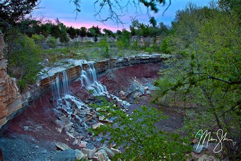 Cowley Lake Waterfall Sunset Cowley State Fishing Lake Kansas