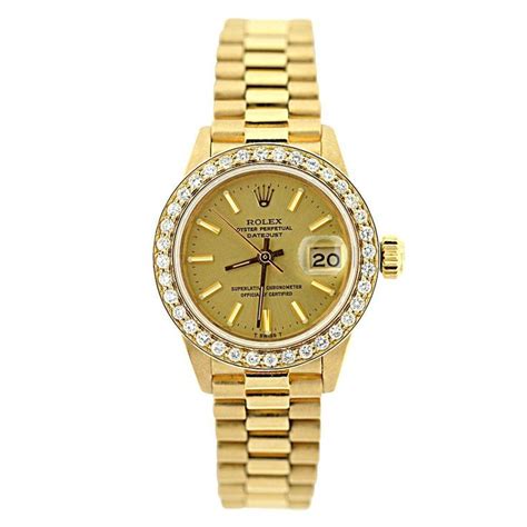 18k Gold Rolex Presidential Datejust Ladies Diamond Watch 12ct