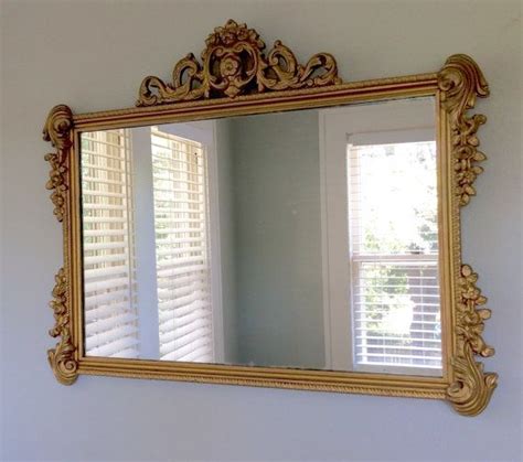 Large Ornate Gold Antique Mirror Rectangular Shape Circa Etsy Antique Mirror Mirror