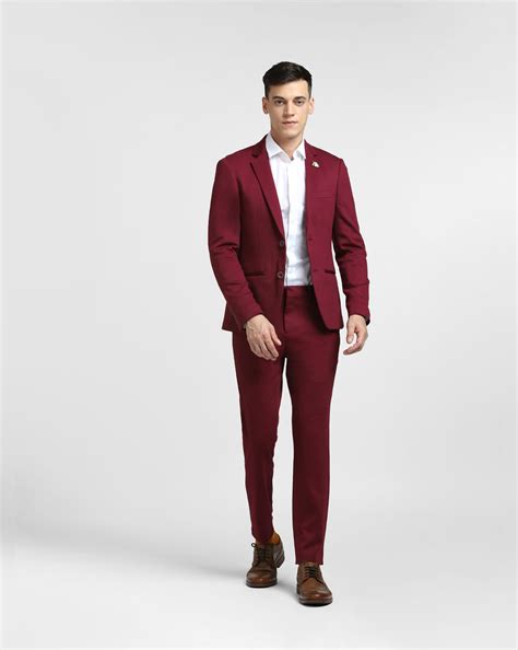 Buy Maroon Suit Set Blazer For Men