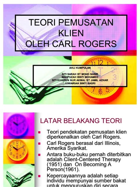 Teori pemusatan insan adalah satu teori kaunseling yang diperkenalkan oleh carl rogers dan ia merupakan salah satu teori yang sering digunakan dalam perkhidmatan kaunseling di malaysia. TEORI PEMUSATAN KLIEN