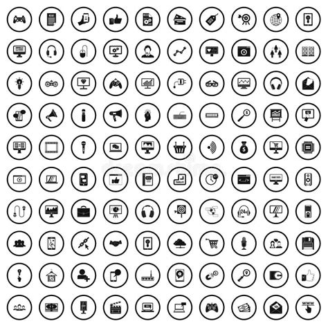 100 Web And Mobile Icons Set Simple Style Stock Vector Illustration